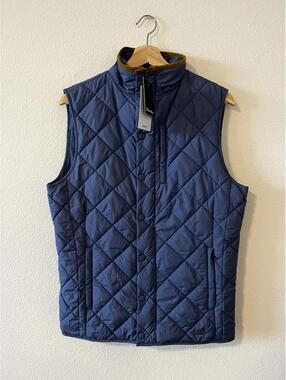MIZZEN+MAIN Belmont Quilted Vest Men's Size S Navy Solid